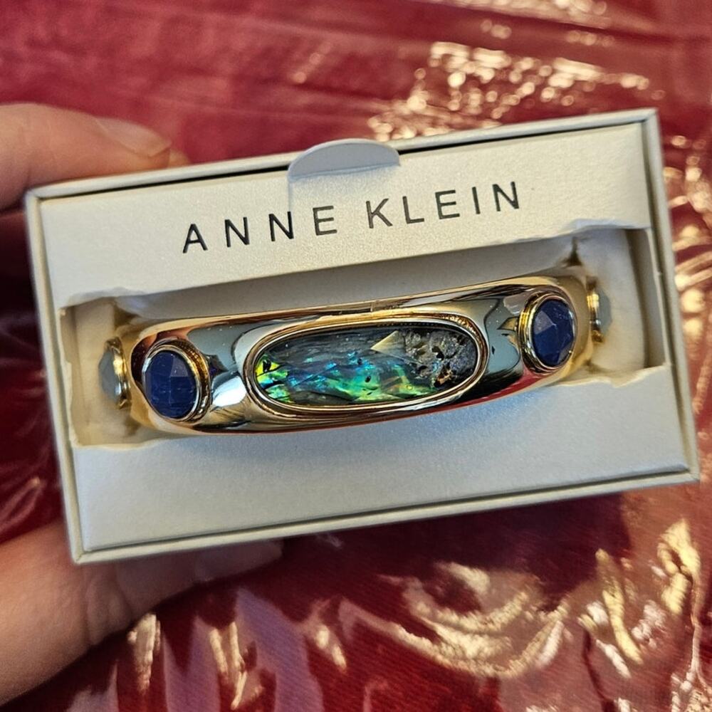 Anne Klein Blue Mixed Stone Gold-Tone Cuff Bracelet ~ Artistic Eclectic Luxury